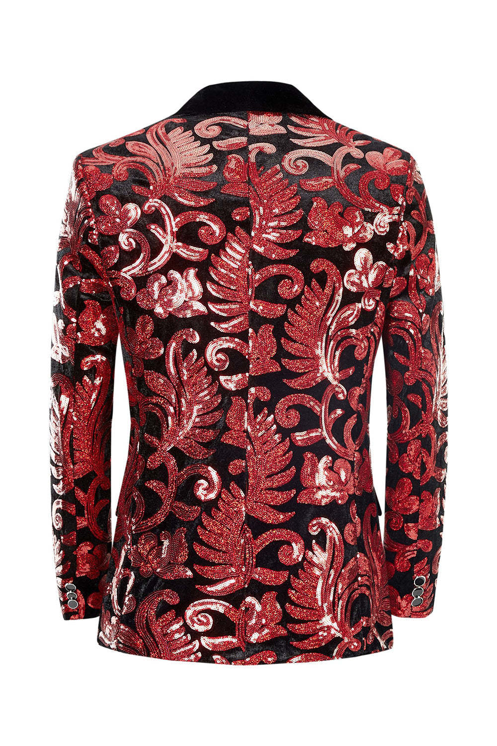 Men's 2-Piece Suits with Shawl Lapel One Button and Red Sequins