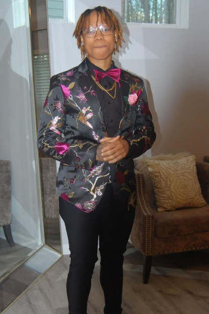 Men's Prom Blazer with Jacquard Flower Notched Lapel