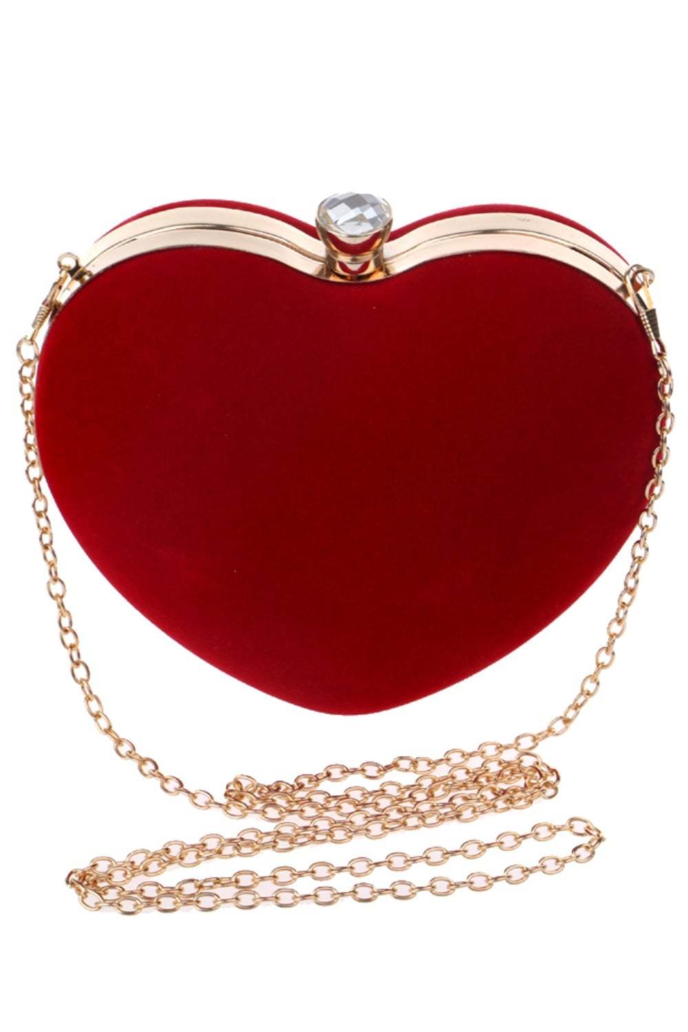 Heart-Shaped Handbag in Red Velvet