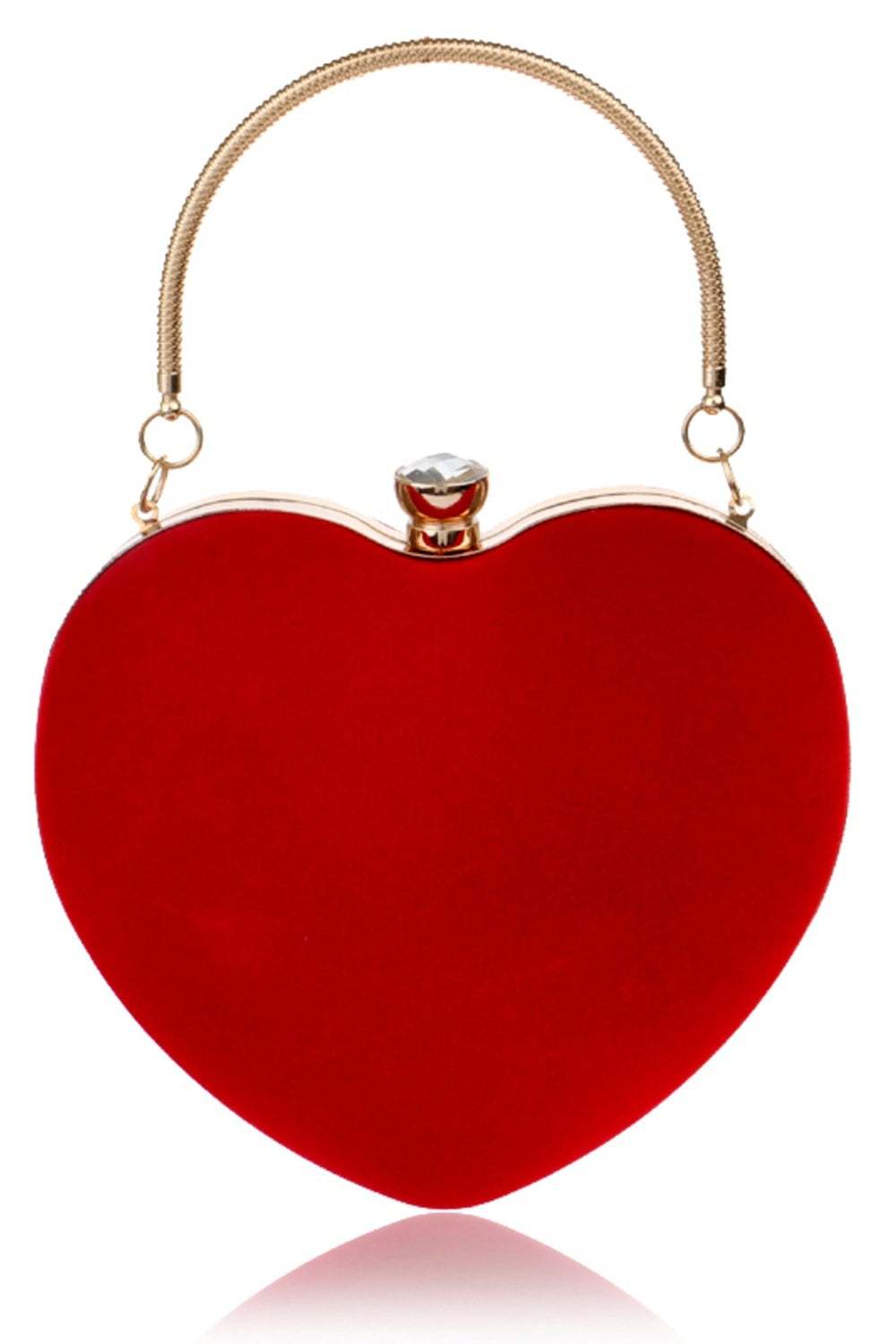 Heart-Shaped Handbag in Red Velvet