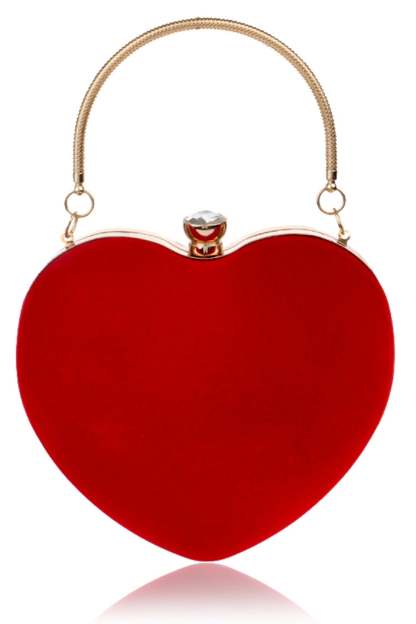 Heart-Shaped Handbag in Red Velvet