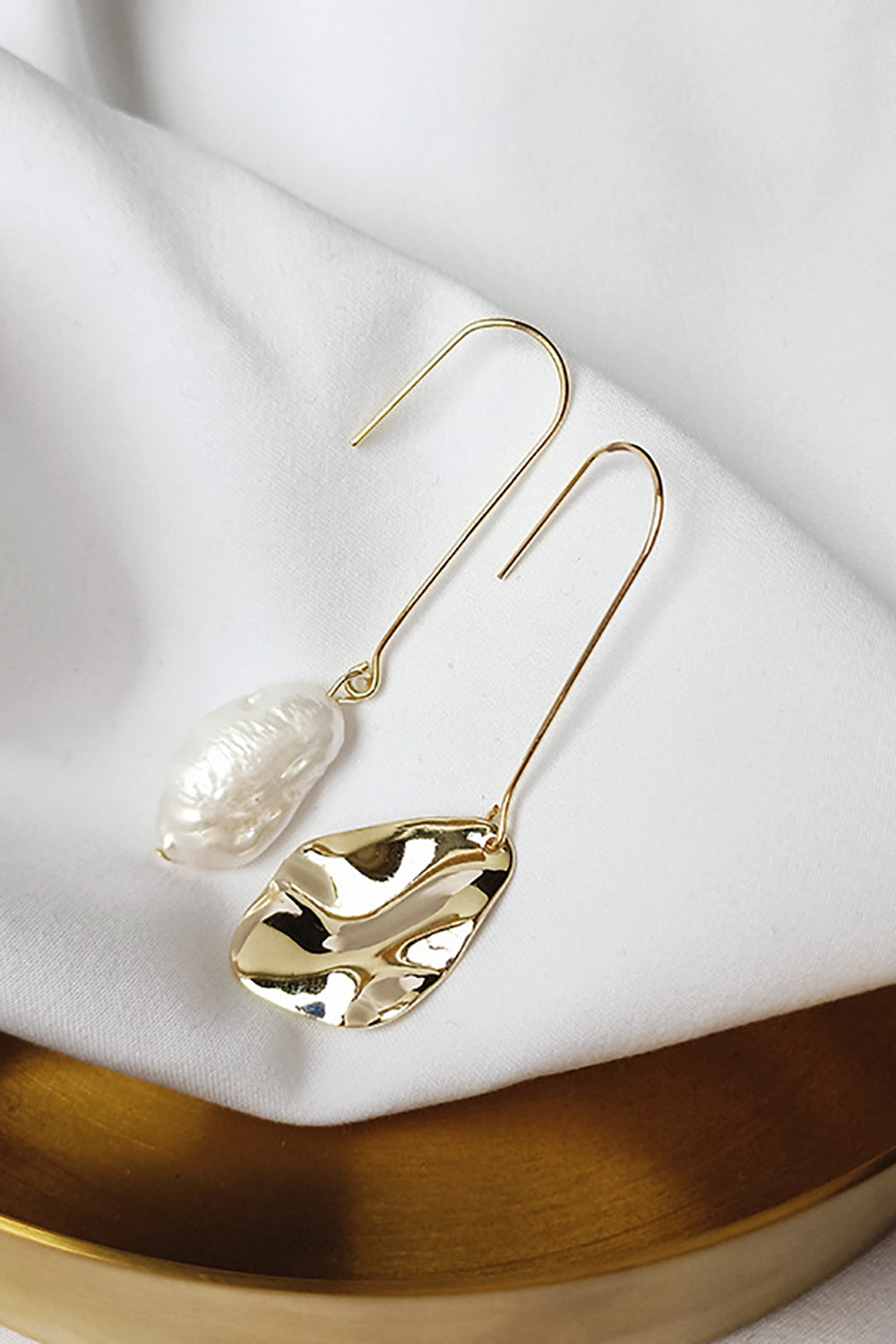 Asymmetrical Baroque Pearl Earrings in Natural Shape
