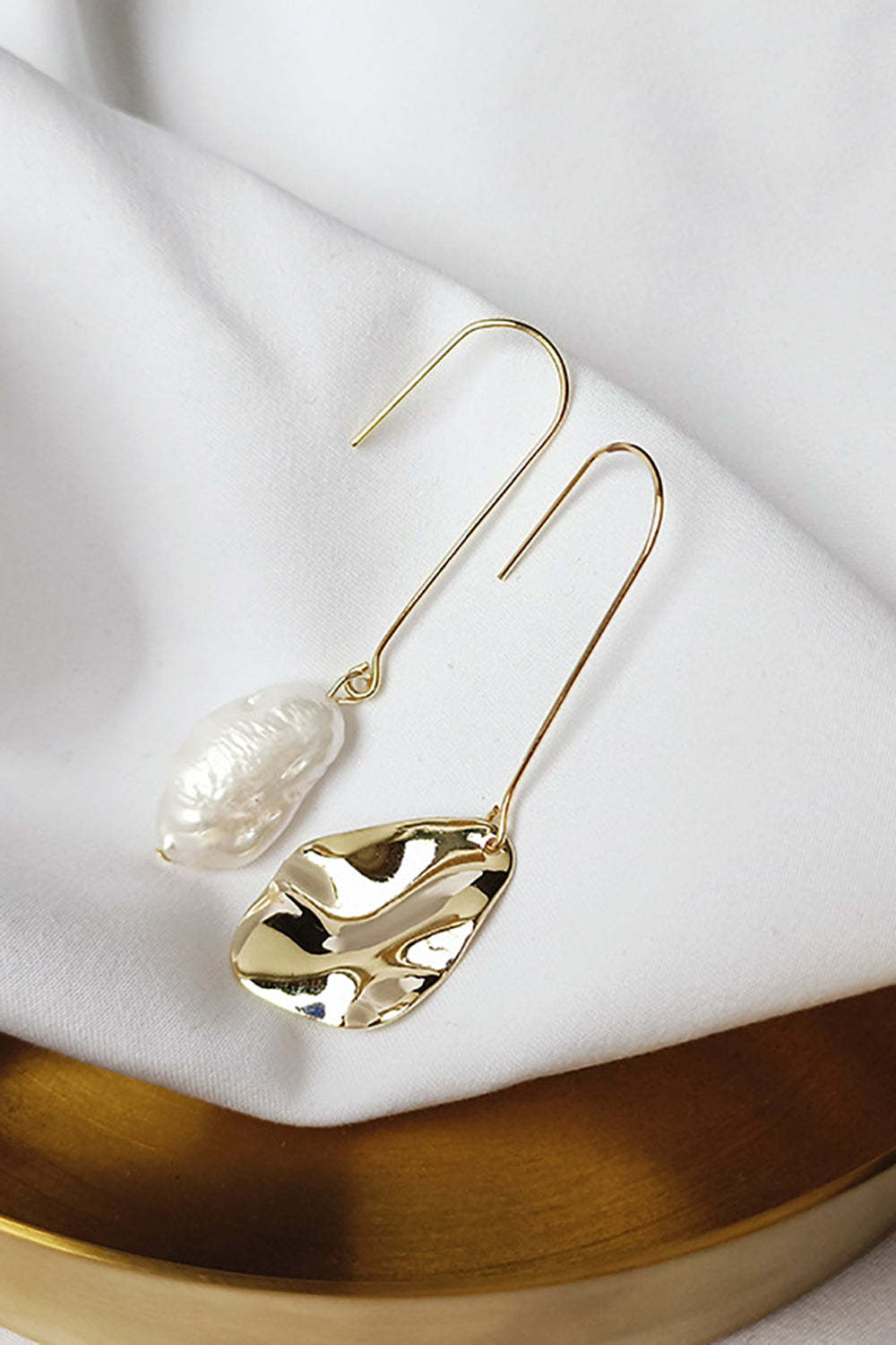 Asymmetrical Baroque Pearl Earrings in Natural Shape