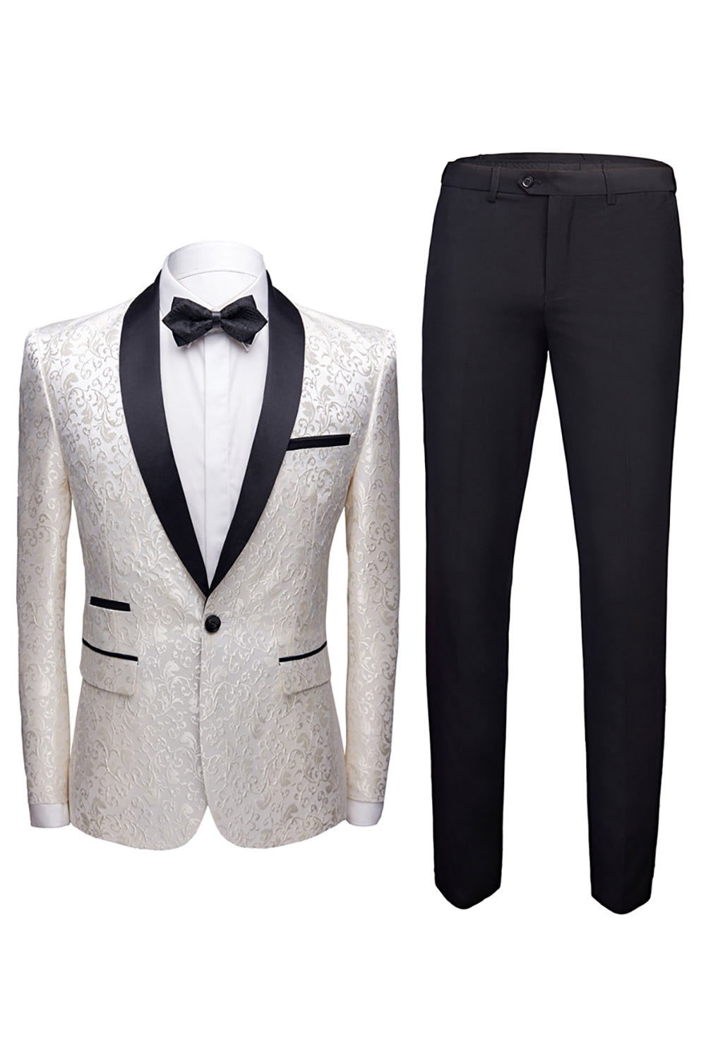 Men's 2-Piece Jacquard Wedding Suits in Black