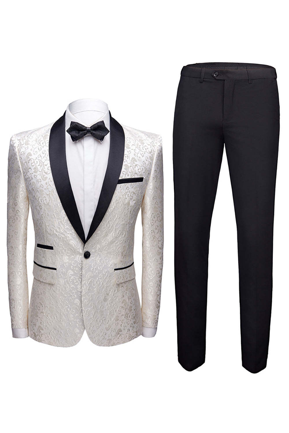 Men's 2-Piece Jacquard Wedding Suits in Black