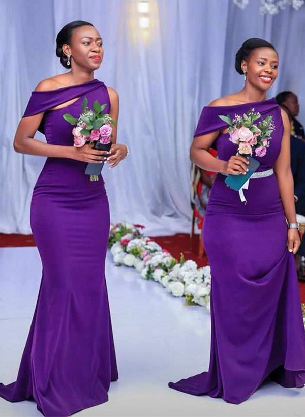 Asymmetrical Sleeveless Sweep Train Bridesmaid Dresses