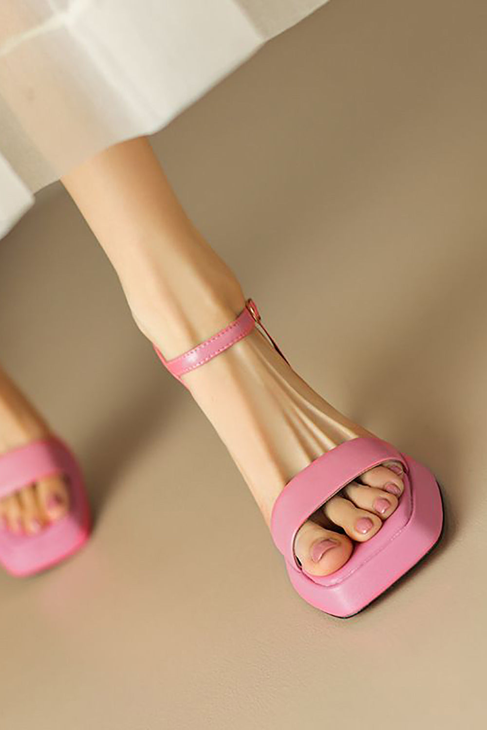 High Heeled Open Toe Sandal in Black