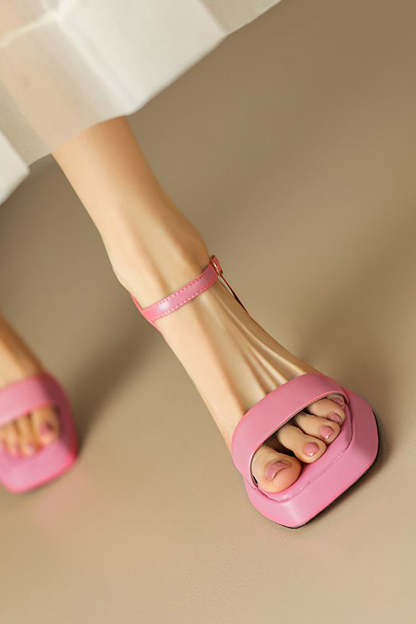 High Heeled Open Toe Sandal in Black
