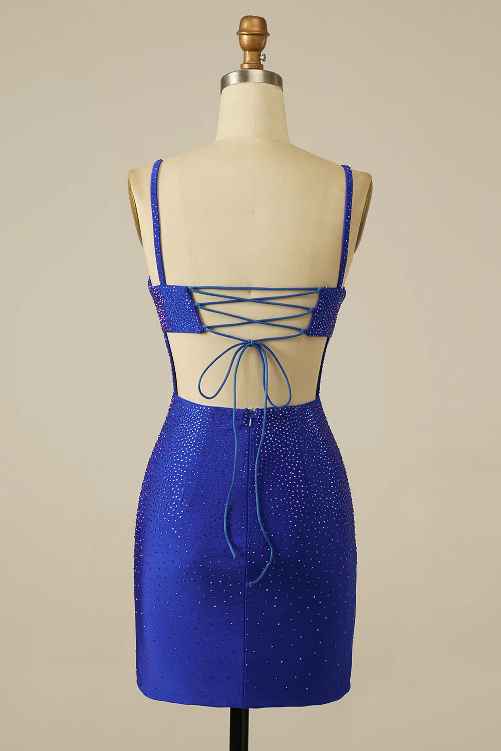 Red Sequins Lace Up Tight Short Cocktail Dress