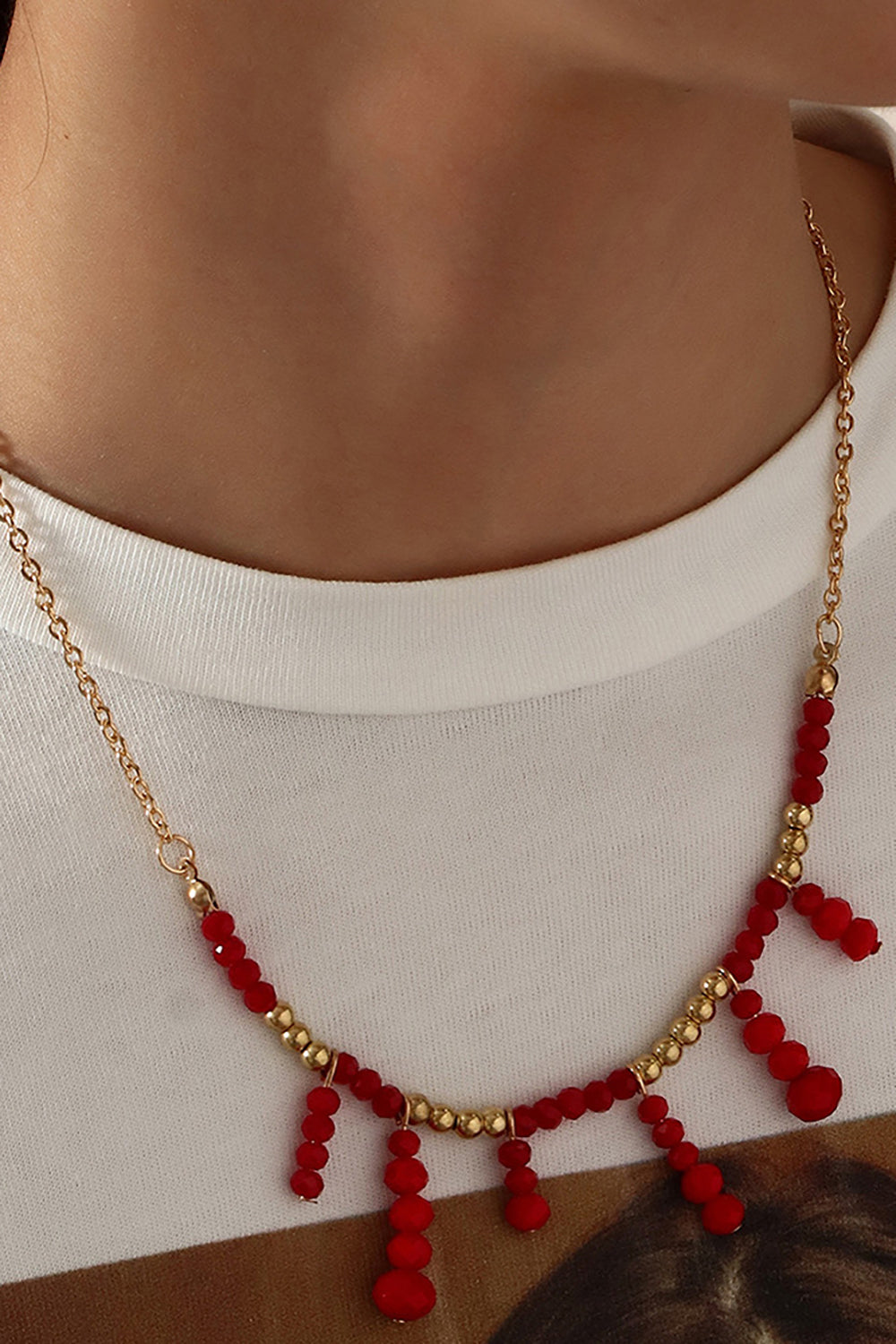 Red Boho-Inspired Necklace