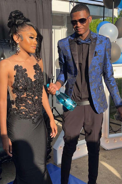 Royal Blue Jacquard Peak Lapel Prom Blazer for Men