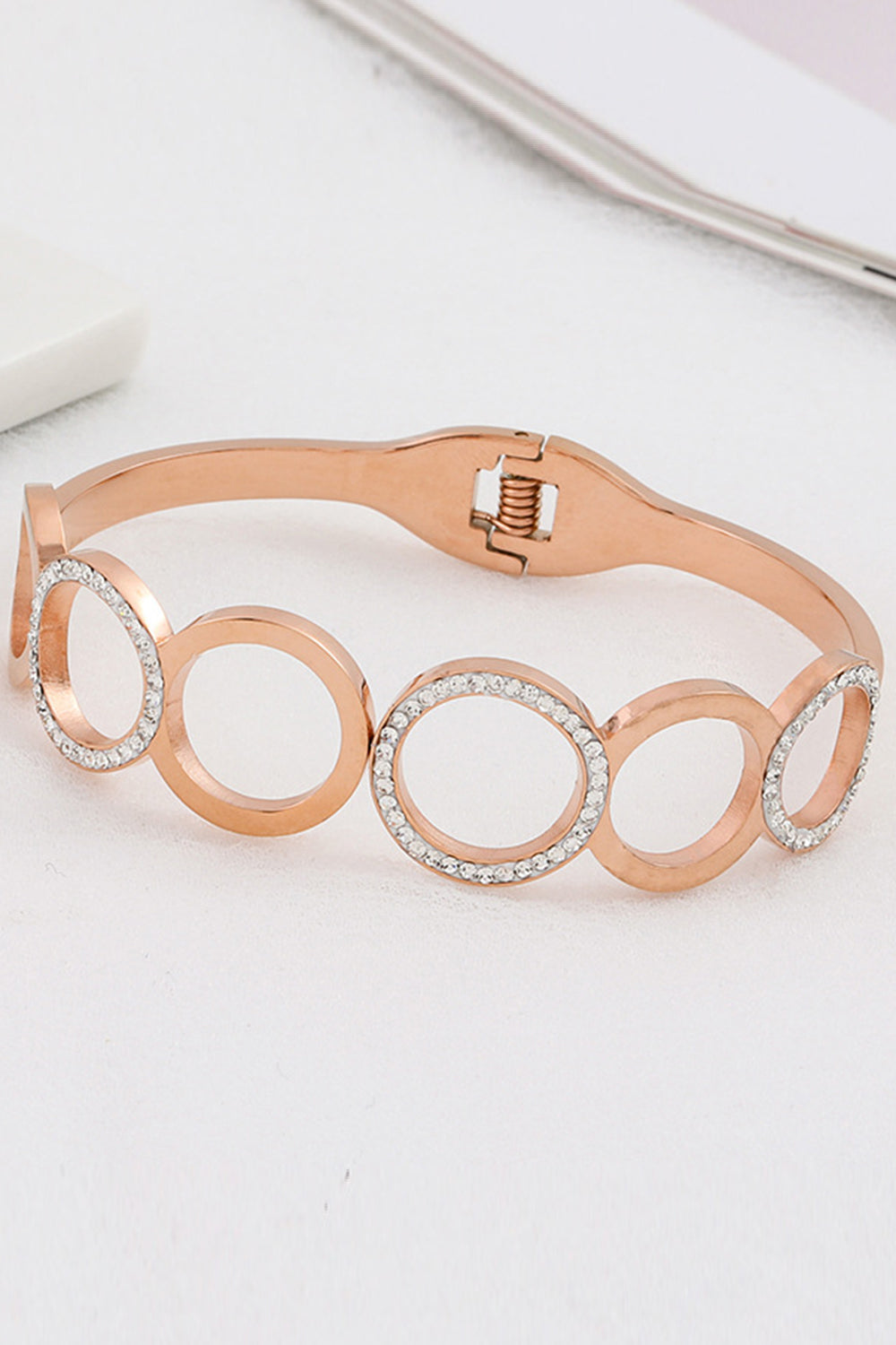 Round Cutout Bracelet in Antique Titanium Steel