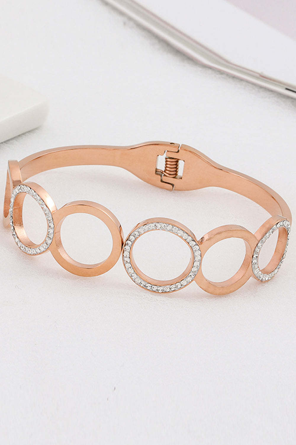 Round Cutout Bracelet in Antique Titanium Steel