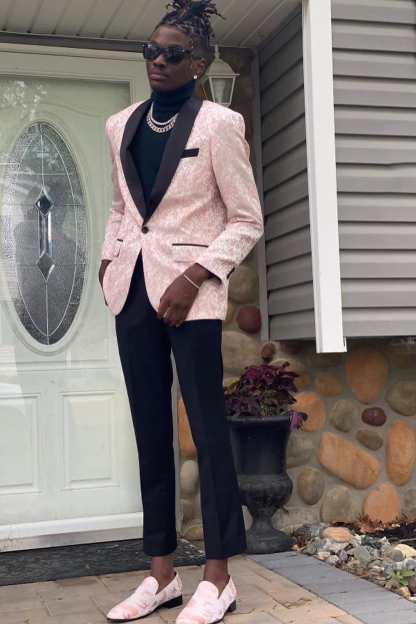 Men's Prom Suits with Golden Jacquard Shawl Lapel 2-Piece Set