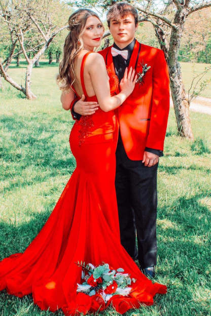 Red One-Button Men's Homecoming Blazer with Shawl Lapel