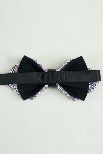 Adjustable Party Bow Ties with Black Rhinestones