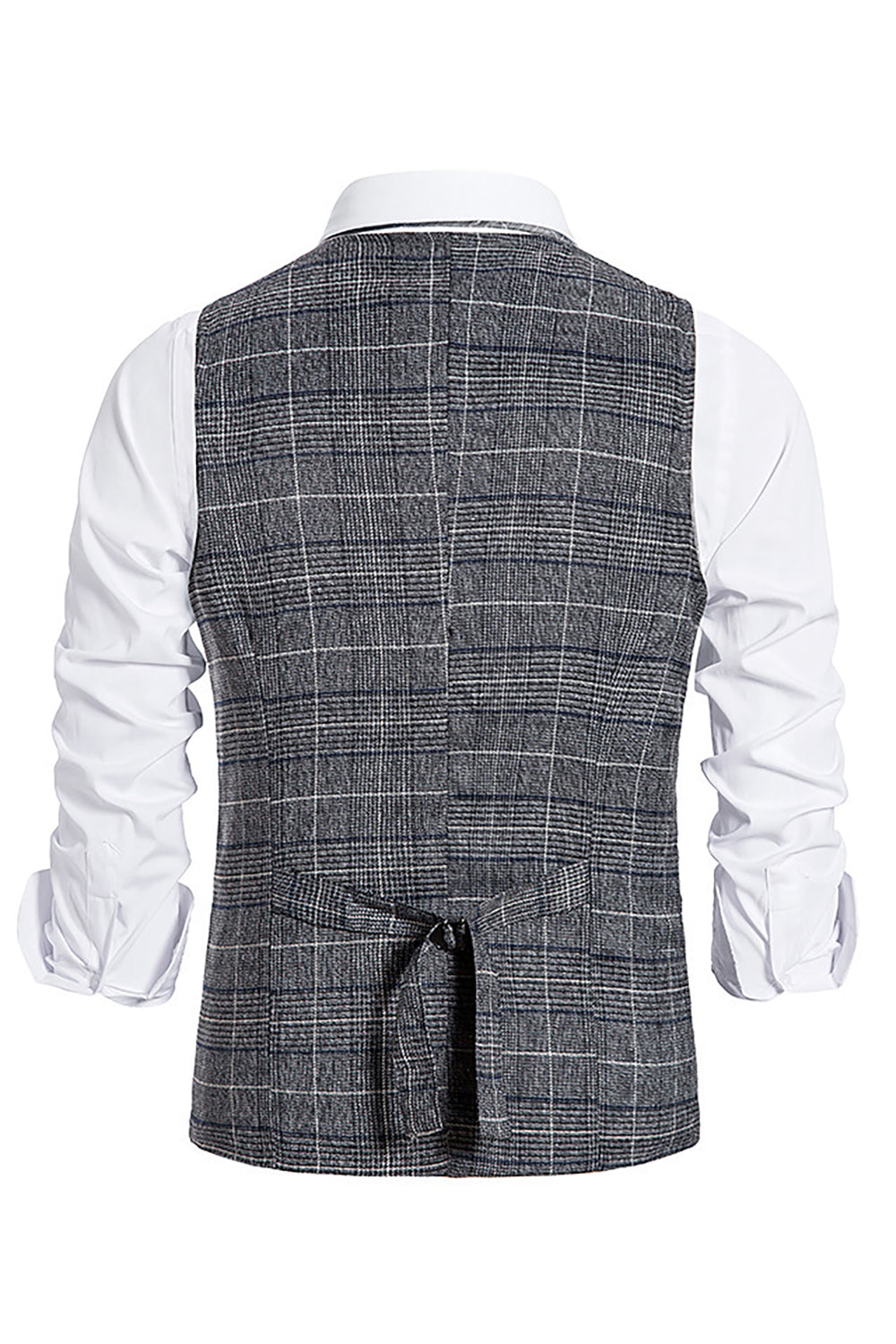 Men's Double Breasted Brown Pinstripe Vest with Shawl Lapel