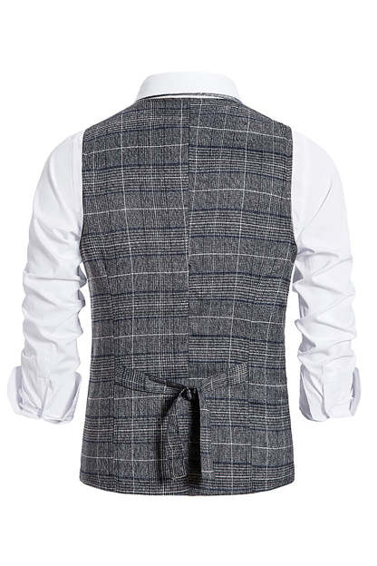 Men's Double Breasted Brown Pinstripe Vest with Shawl Lapel