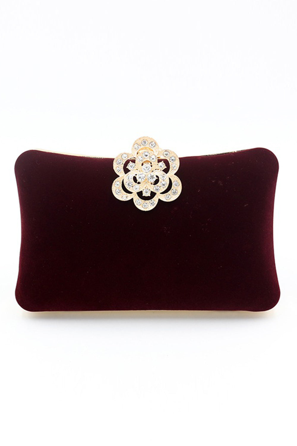 Shoulder Bag in Burgundy Velvet with Chain Strap