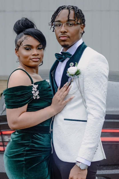 Men's Prom Blazer with White Shawl Lapel in Jacquard