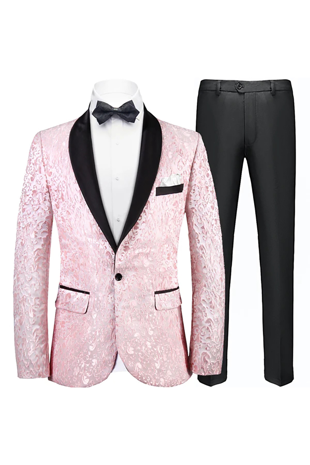 Men's Prom Suits with Golden Jacquard Shawl Lapel 2-Piece Set