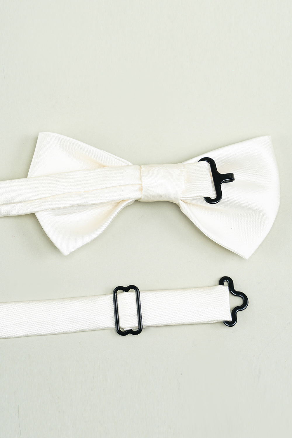Formal White Satin Bow Tie for Tuxedo Adjustable