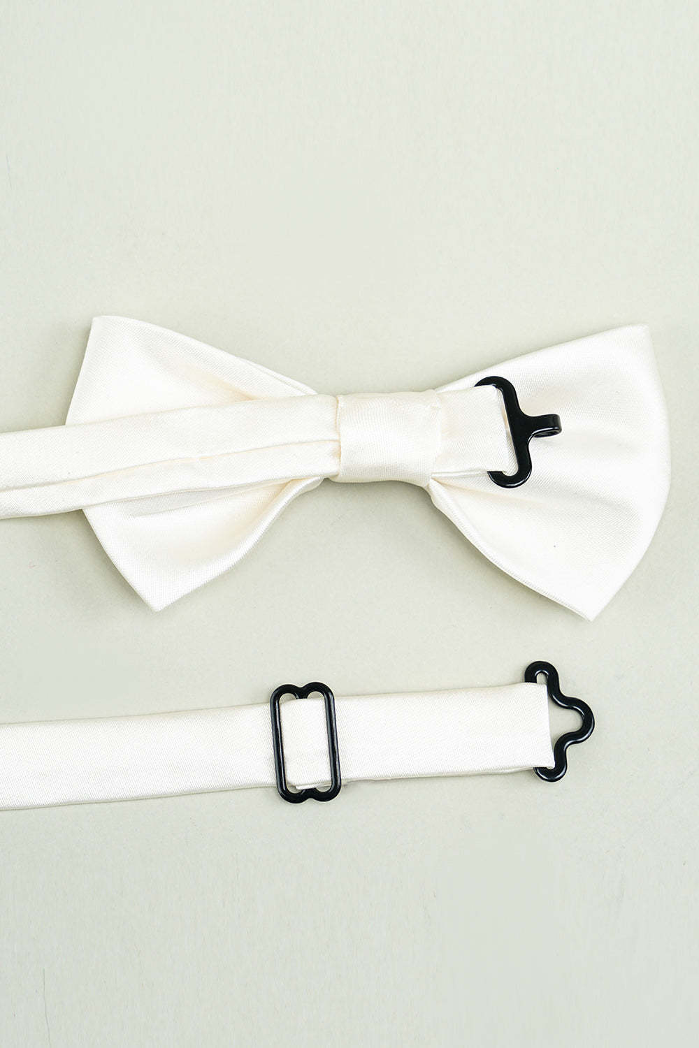 Formal White Satin Bow Tie for Tuxedo Adjustable