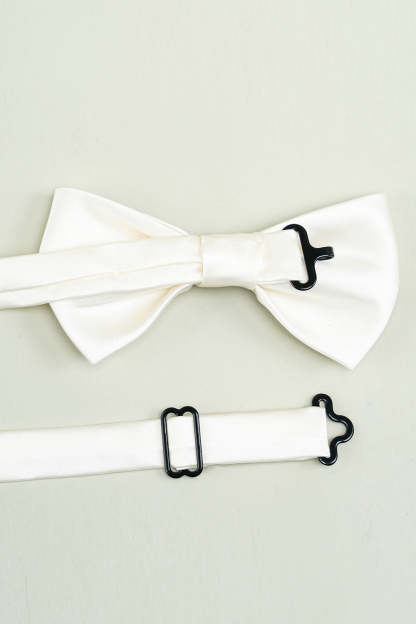 Formal White Satin Bow Tie for Tuxedo Adjustable