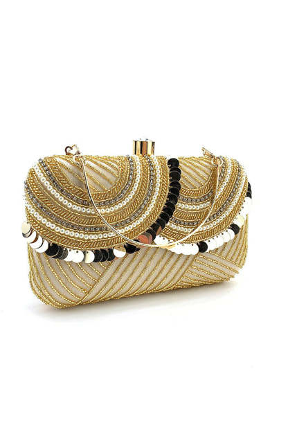 Mini Party Handbag in Black with Beads and Sequins