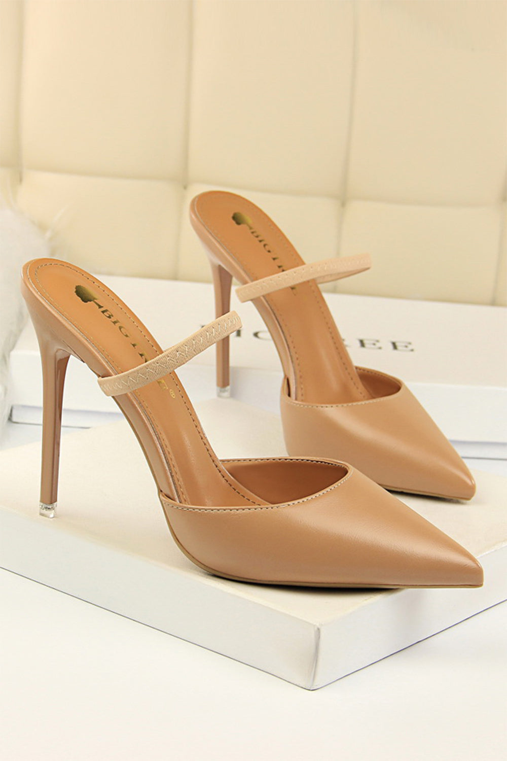 Pointy Stiletto Heels in Apricot