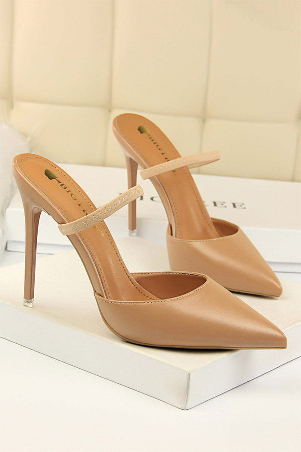 Pointy Stiletto Heels in Apricot