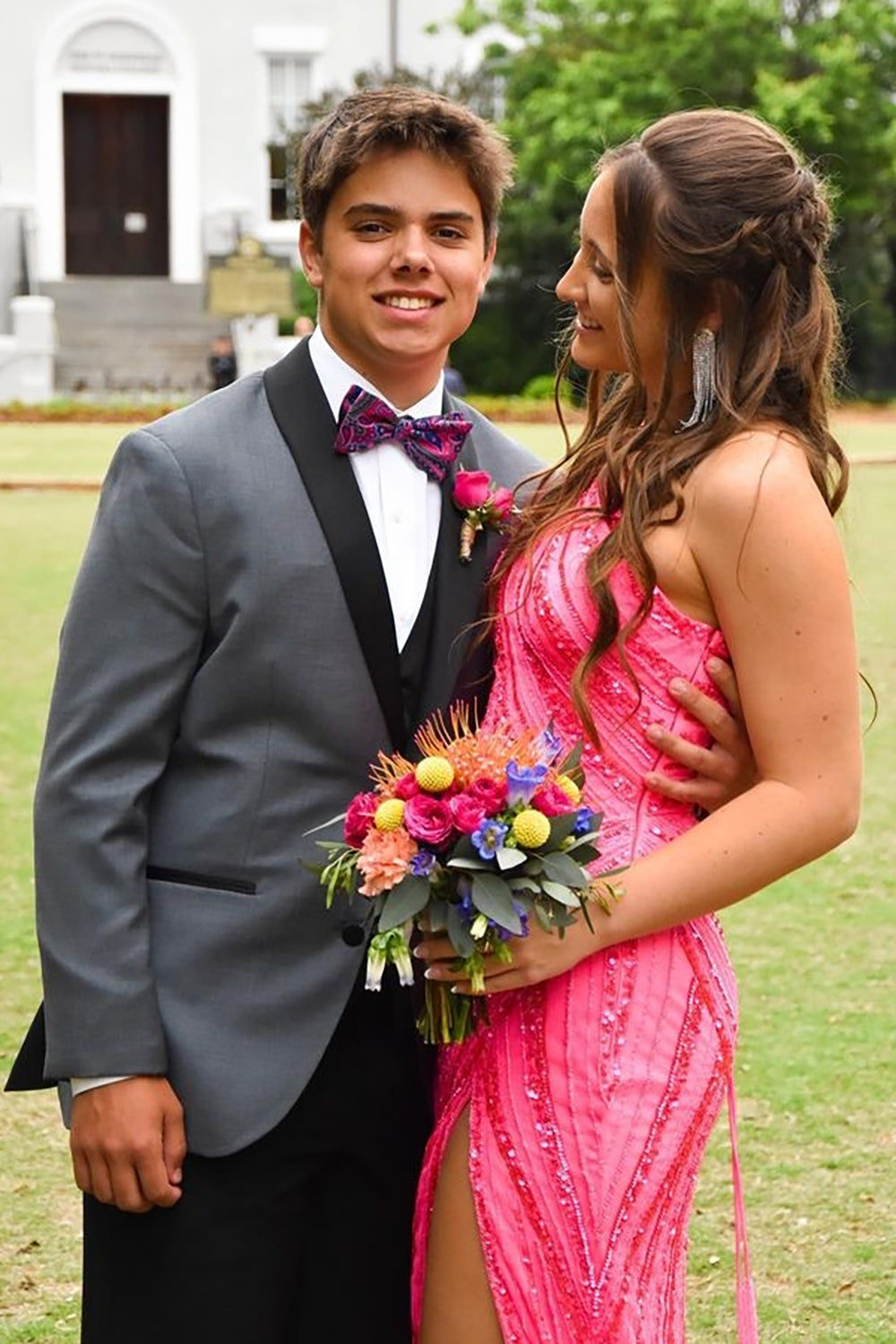 Dark Grey Men's Party Suits with Shawl Lapel and One Button