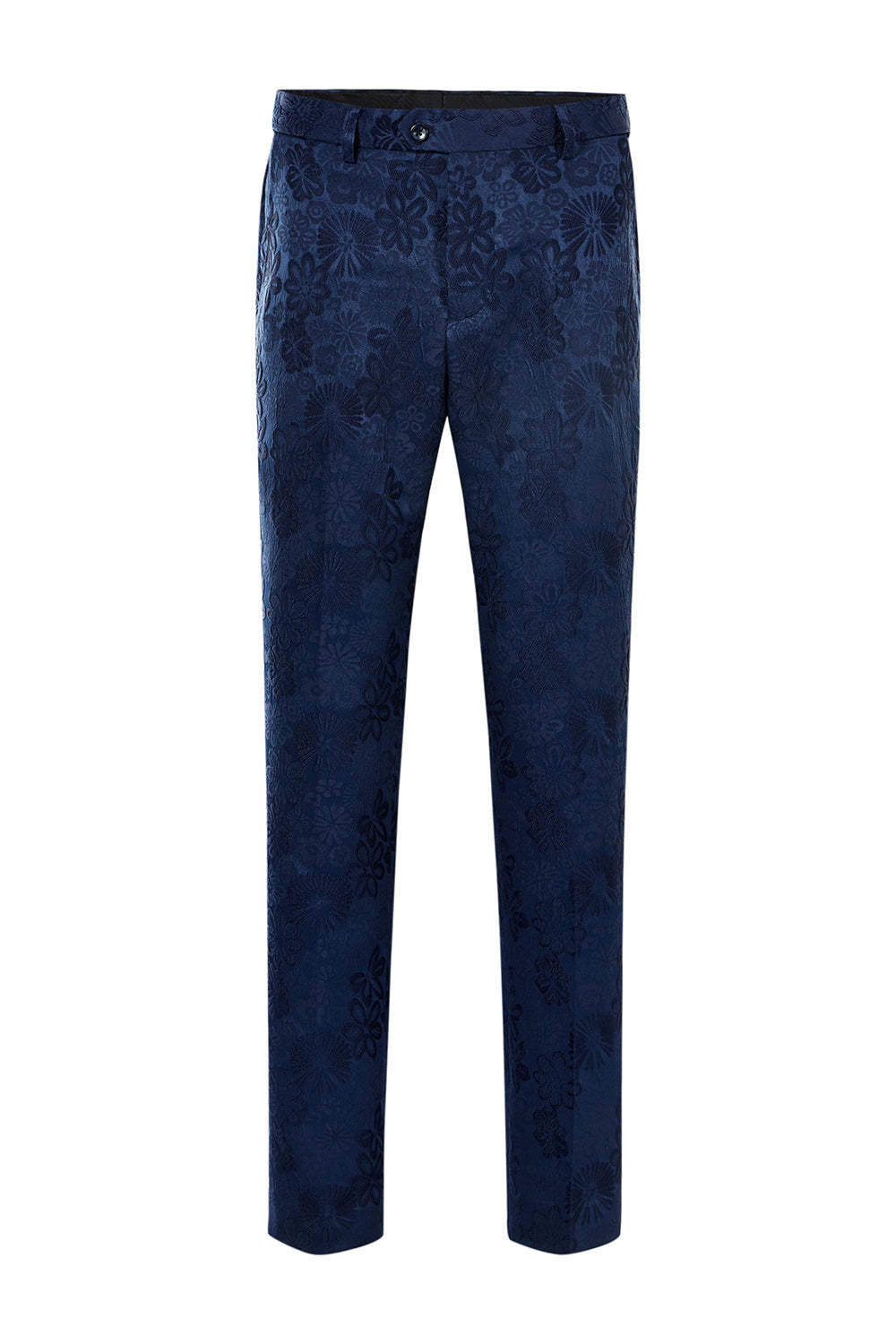 Dark Blue Jacquard Men's Prom Suit with Peak Lapel and One Button