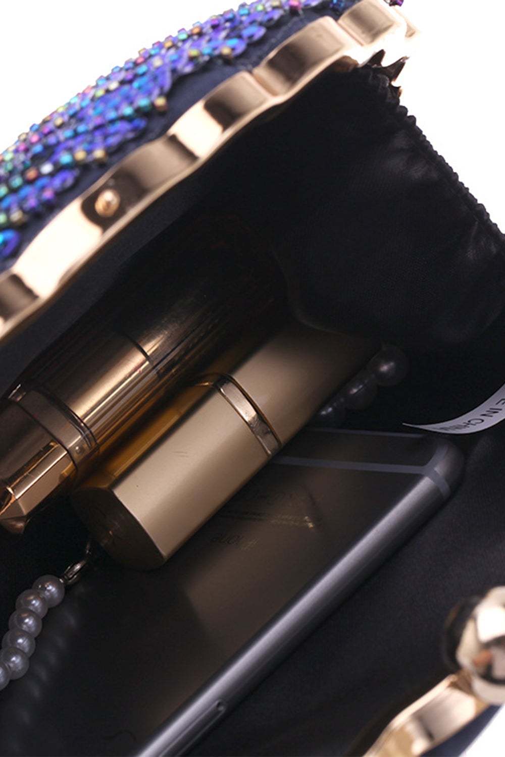 Shell Shaped Beaded Clutch in Peacock Green