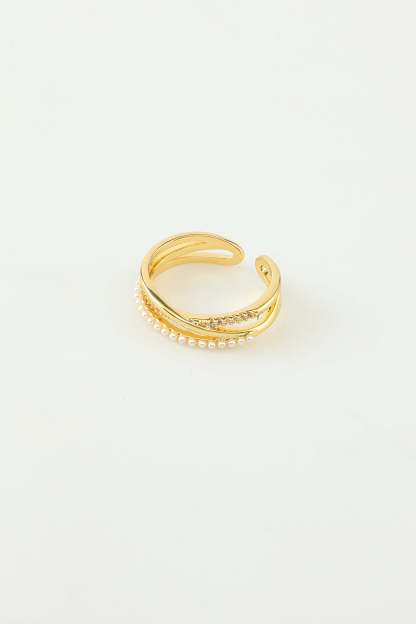 Pearl and Golden Zircon Ring