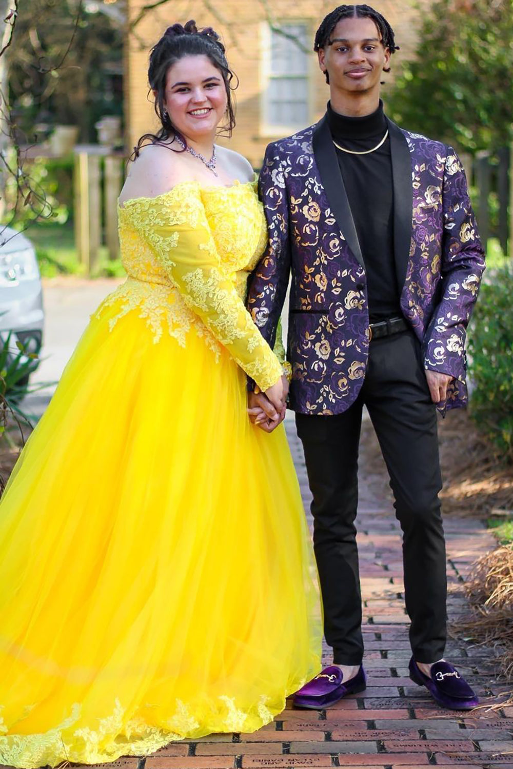 Men's Prom Blazer with Purple Shawl Lapel Print