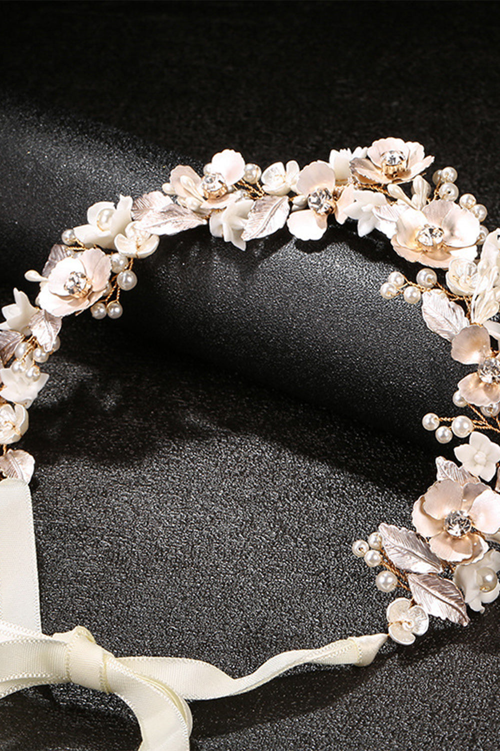 Bridal Headband with Golden Flower