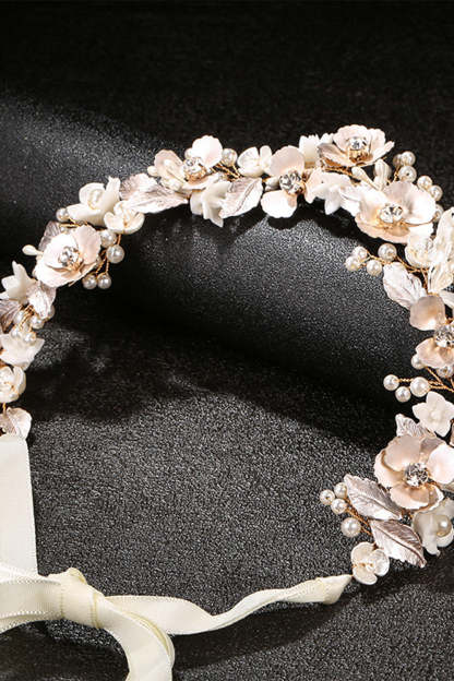 Bridal Headband with Golden Flower