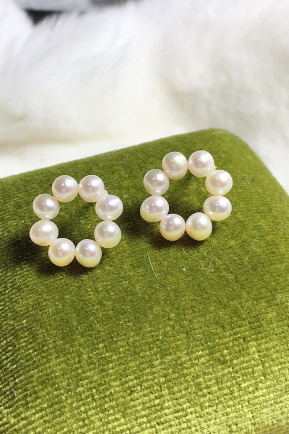 White Pearl Stud Earrings