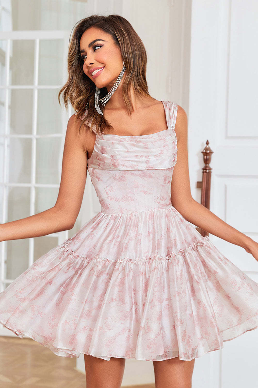 Cute A Line Square Neck Sage Corset Cocktail Dress