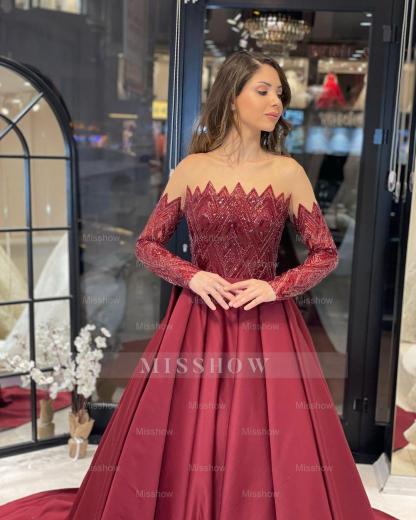 Charming Floor Length Strapless Long Sleeves A-Line Satin Wedding Dress with Ruffles