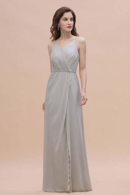 Chic Spaghetti Straps Chiffon Lace A-Line Bridesmaid Dress On Sale