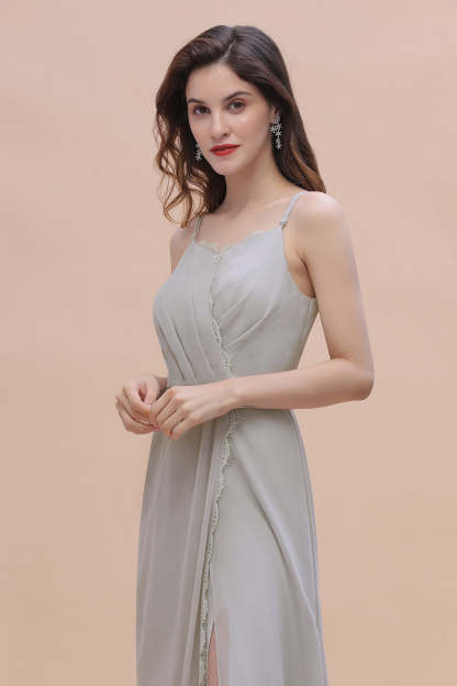 Chic Spaghetti Straps Chiffon Lace A-Line Bridesmaid Dress On Sale