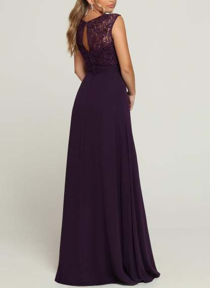 Chiffon Lace A-Line Bridesmaid Dresses with Split Front