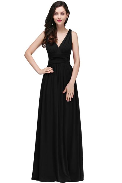 Chiffon V-Neck Floor-length A-line Evening Dresses