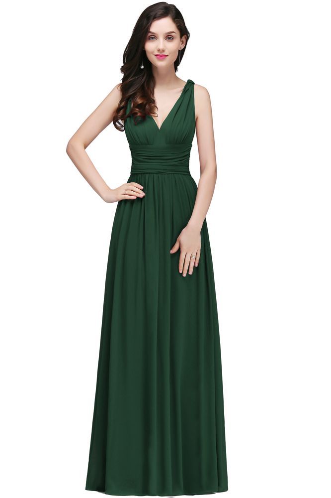 Chiffon V-Neck Floor-length A-line Evening Dresses