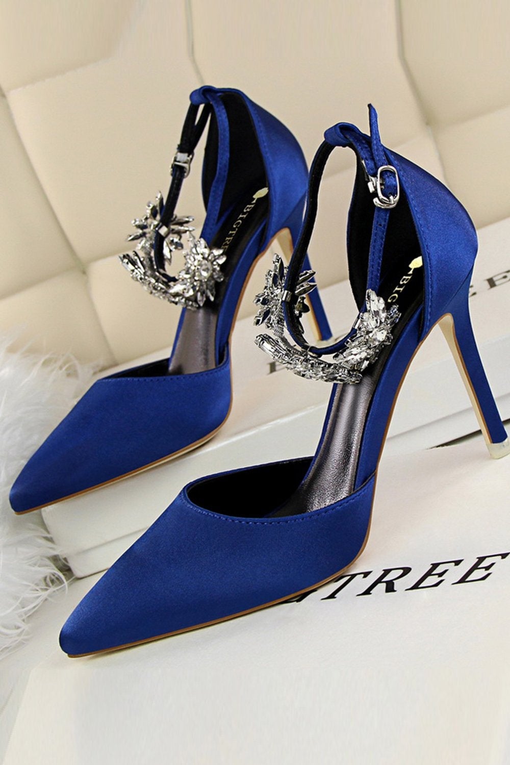 Prom Heels with Silver Ankle Strap and Crystals