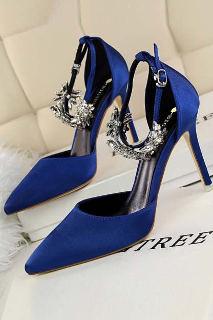 Prom Heels with Silver Ankle Strap and Crystals
