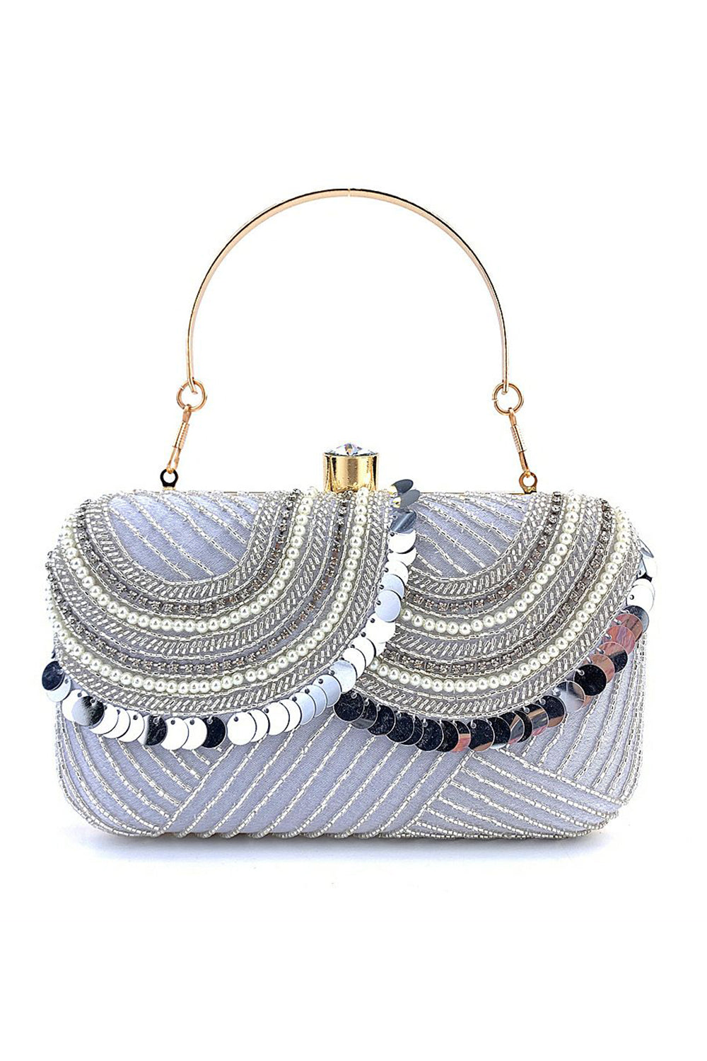 Mini Party Handbag in Black with Beads and Sequins