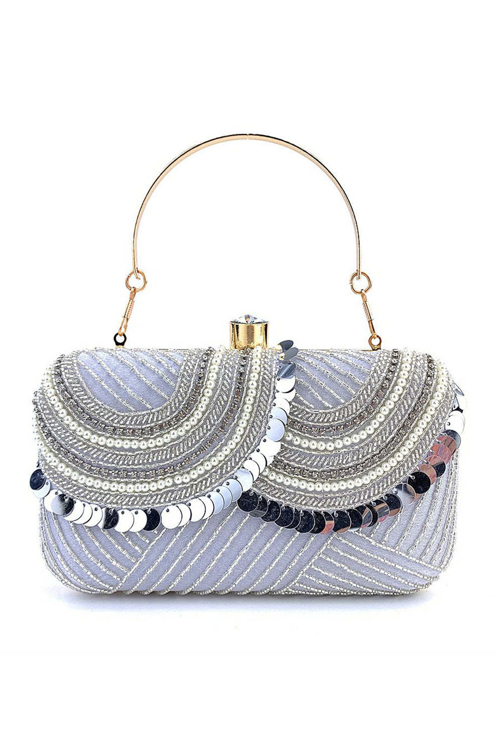 Mini Party Handbag in Black with Beads and Sequins